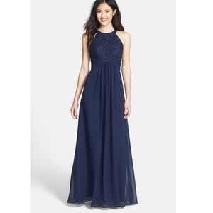 ELIZA J Navy Beaded Gown
